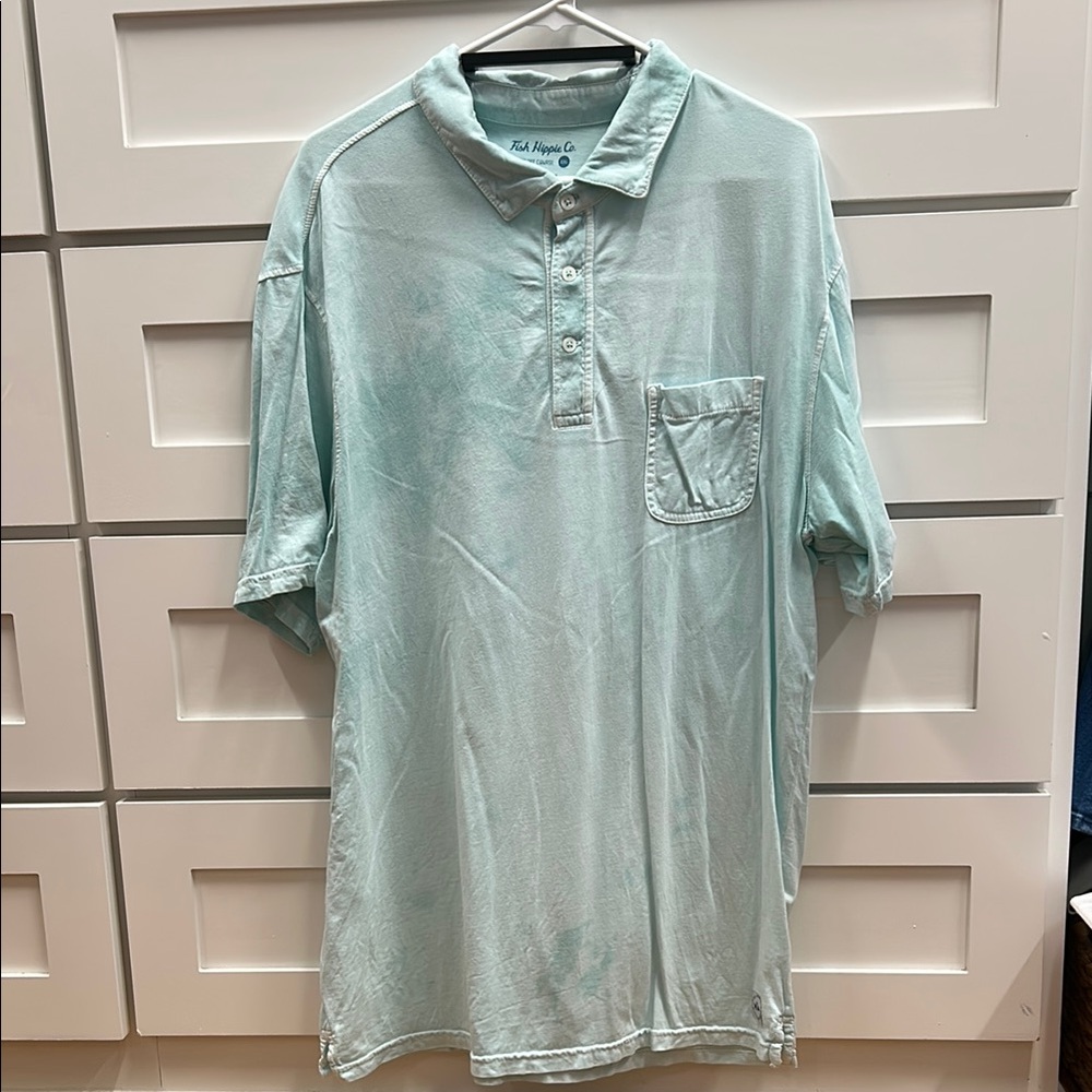 Fish Hippie XXL Men's Light Blue Polo Shirt